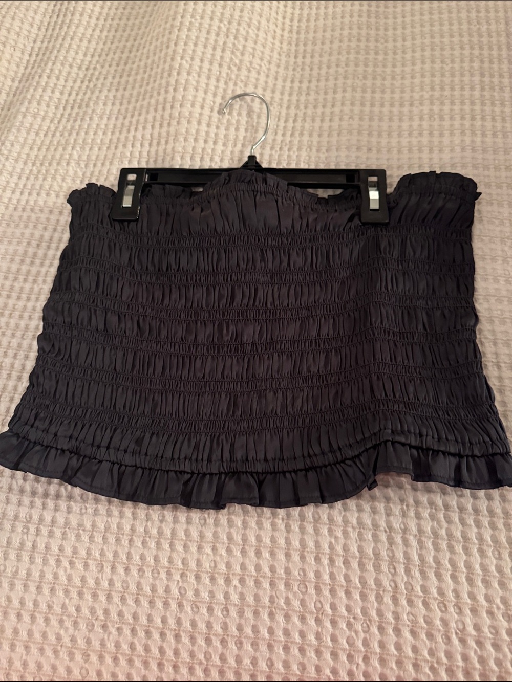 Free People Dark Purple Smocked Ruffle Tube Top